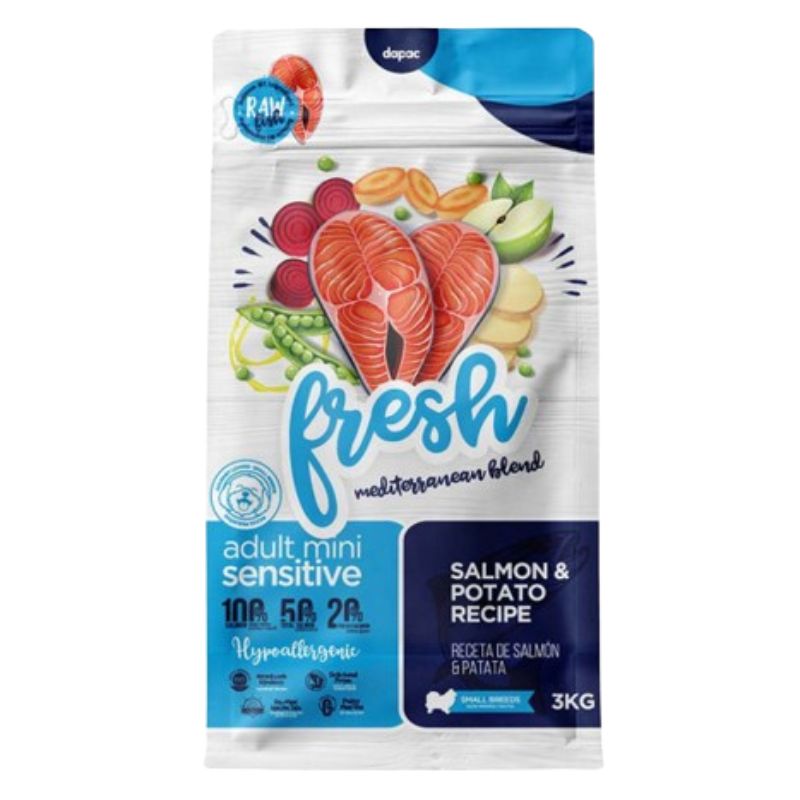 fresh cao raçao seca adulto mini salmao 3kg