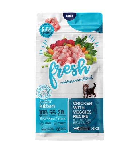 Fresh Mediterranean gato raçao seca super kitten frango 6kg