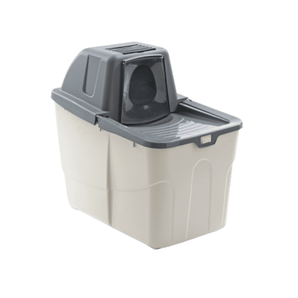 wc buxo para gatos com pá e filtro aberto cinzento